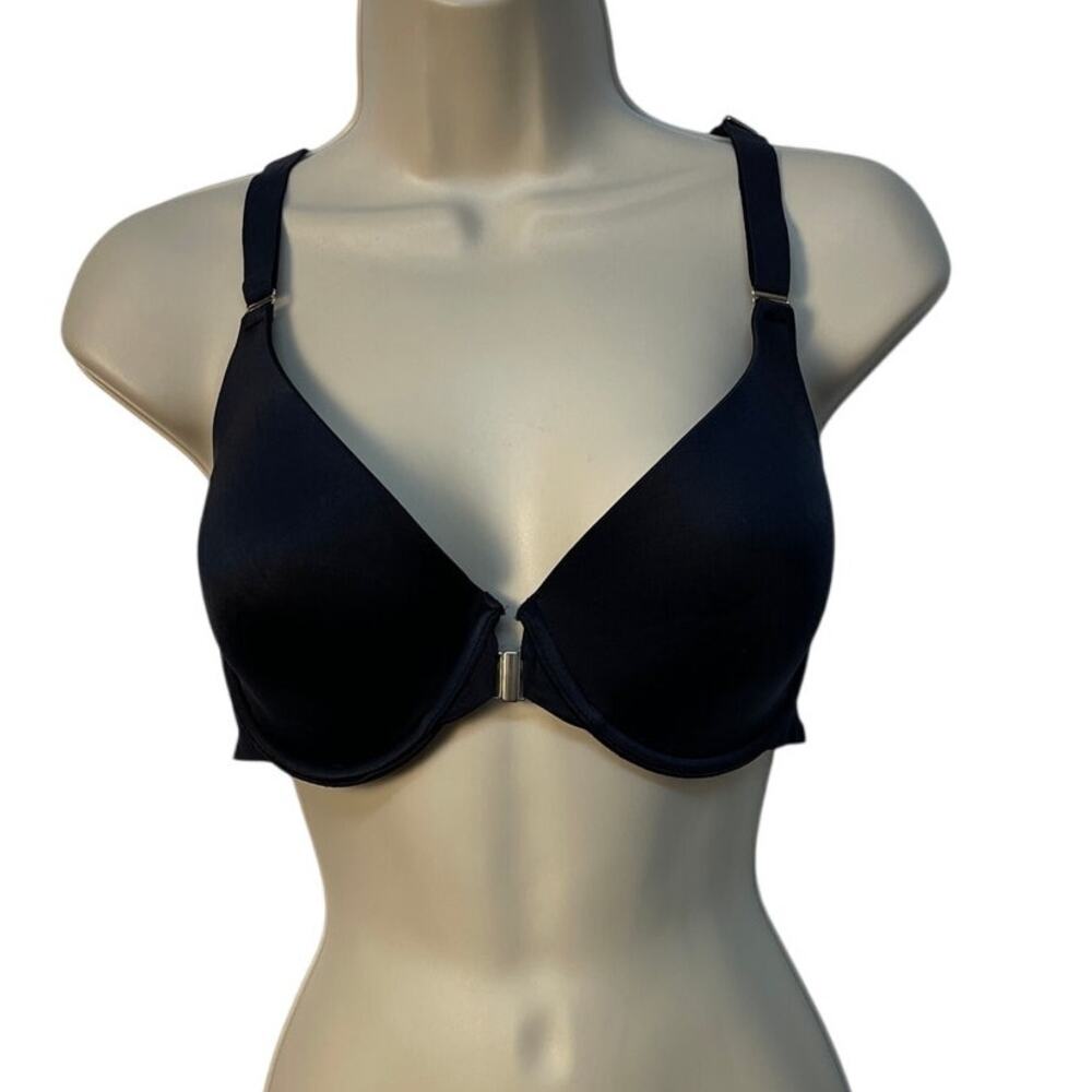 Soma Black‎ Vanishing Back  Front Clap Racerback Bra Average Coverage 34DD